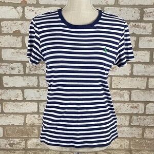 Polo Ralph Lauren Sport Navy Blue White Stripes Green Womens Medium No Stains